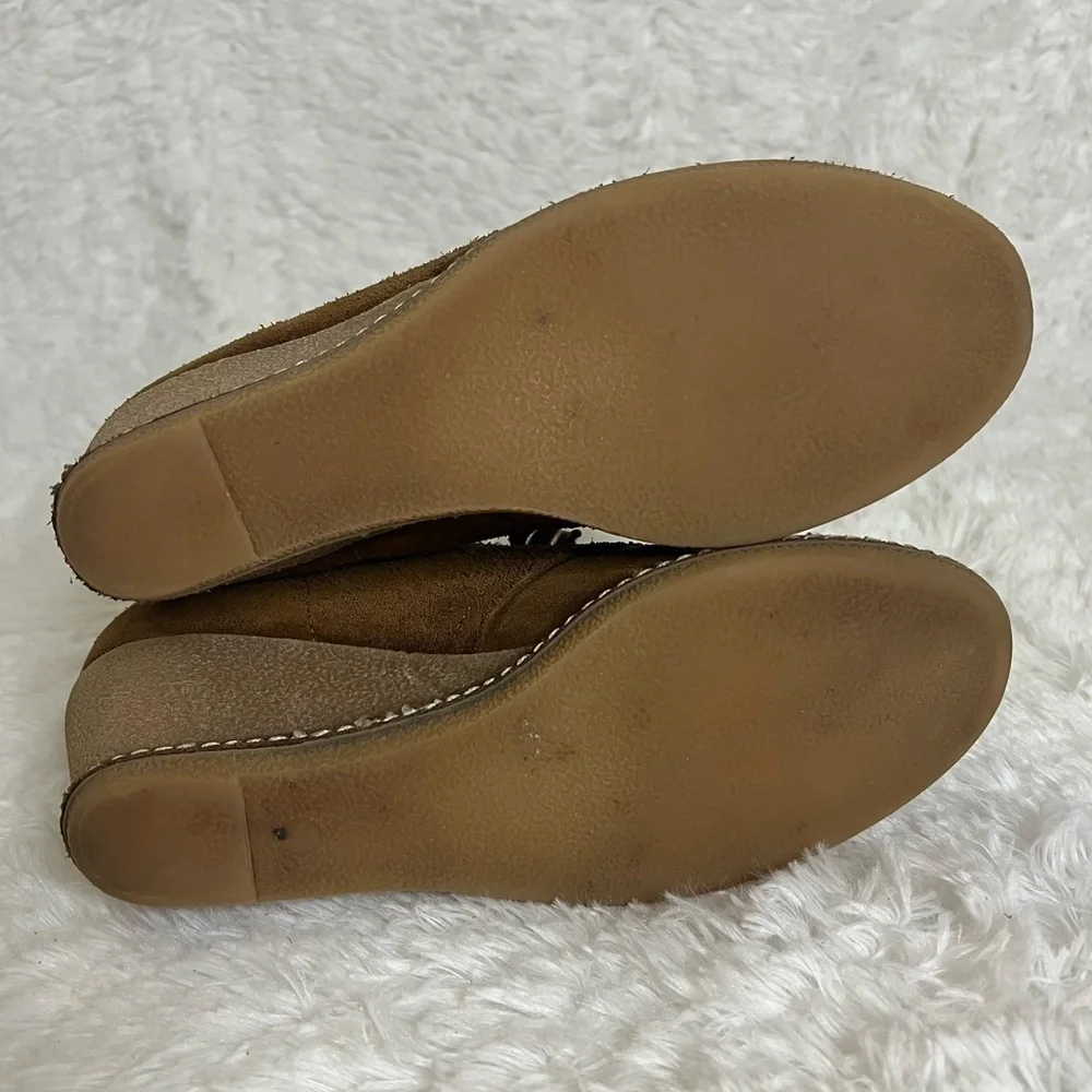 J. CREW Women’s Brown Suede Leather Lace-Up Wedge Ankle Booties Size 8